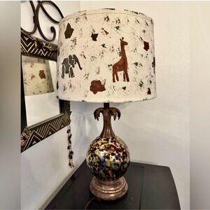 Macys Animal Print Table Lamp with Cream Shade